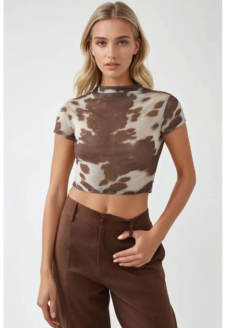 HiCCUP Top scurt - slim fit - guler rotund - multicolor - jerseu