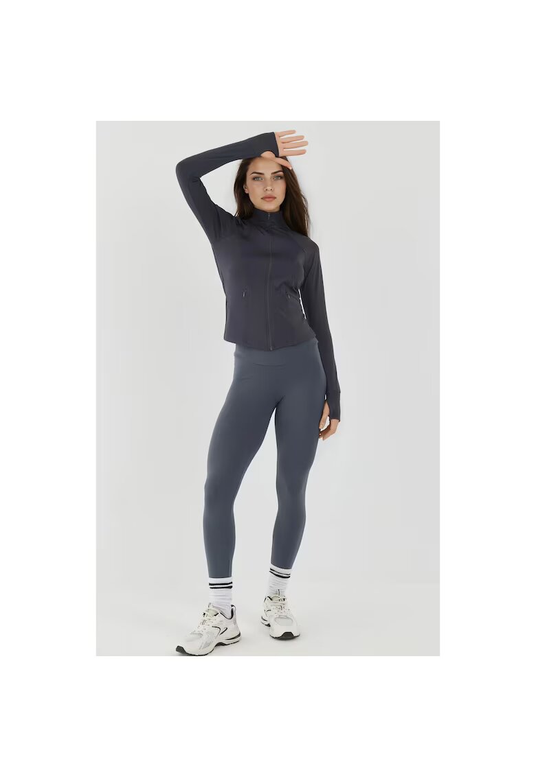 HiCCUP Top sport Femei tricotat - guler inalt - gri carbune - pentru fitness