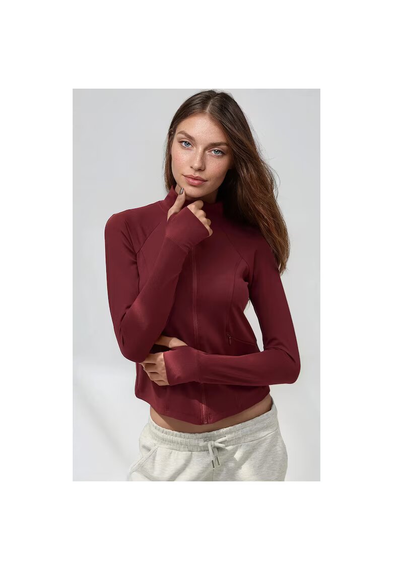 HiCCUP Top sport tricotat - guler inalt - visiniu - pentru fitness