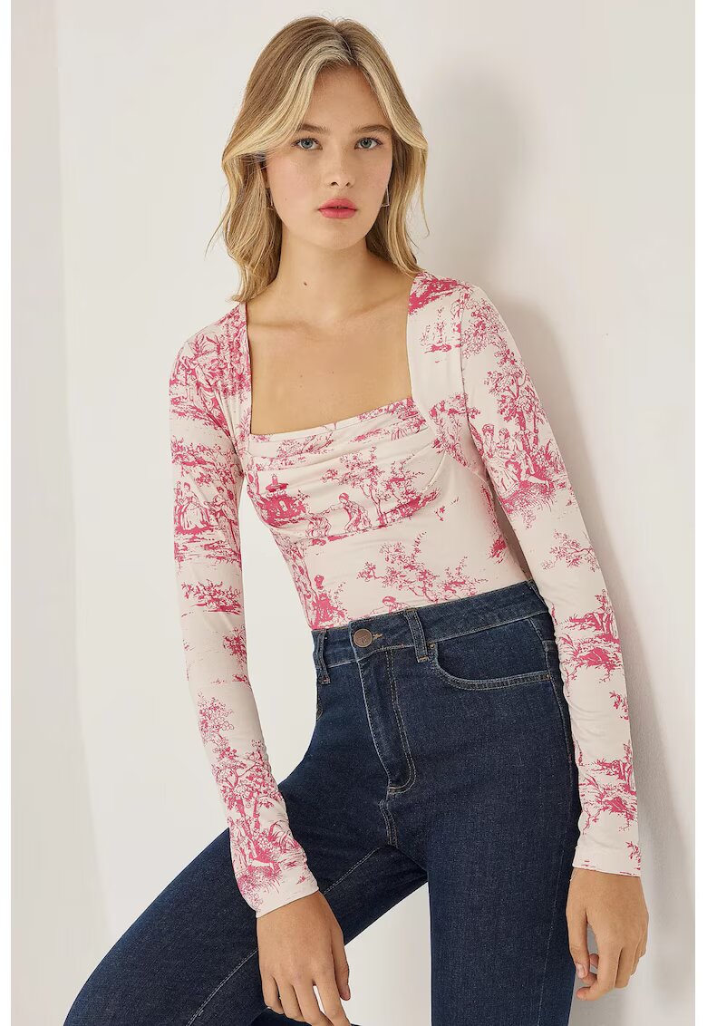 HiCCUP Top - top cu volane - roz - Roz neon