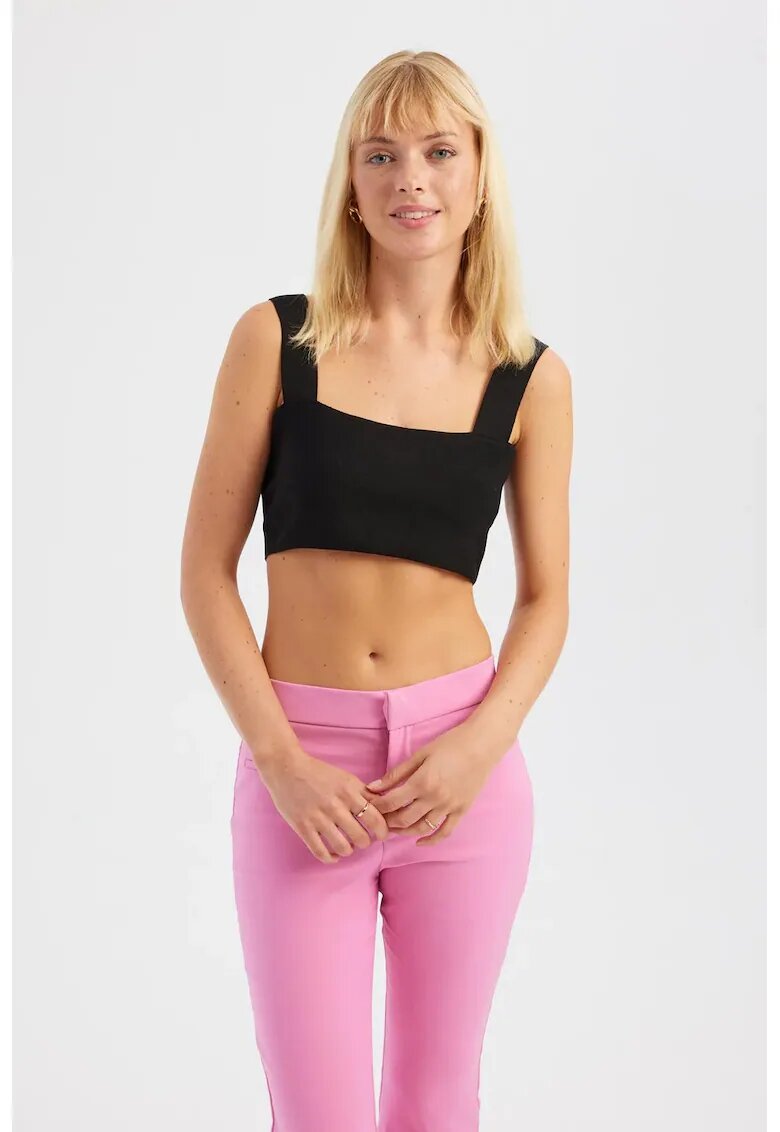 HiCCUP Top - top decolteu patrat - material textil - Negru