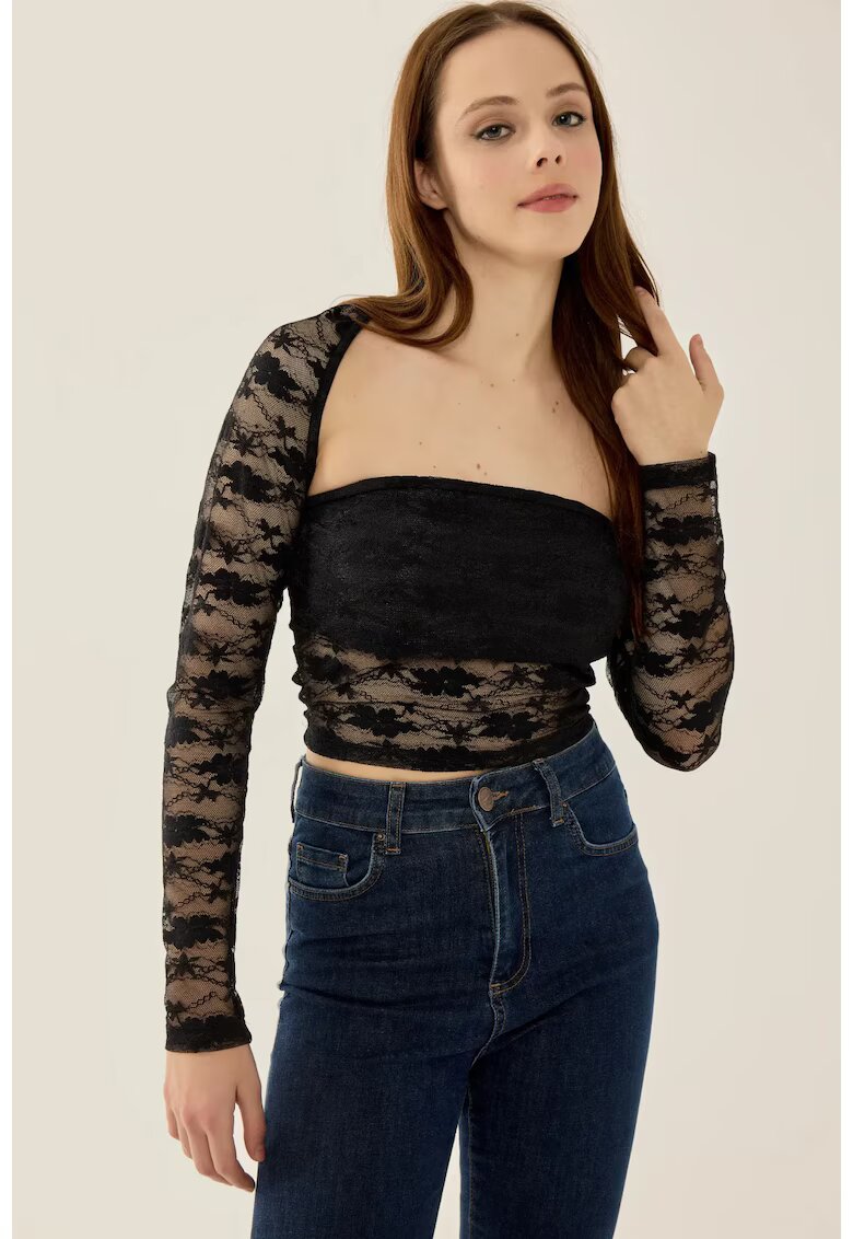 HiCCUP Top top din dantela - slim fit - negru - jerseu