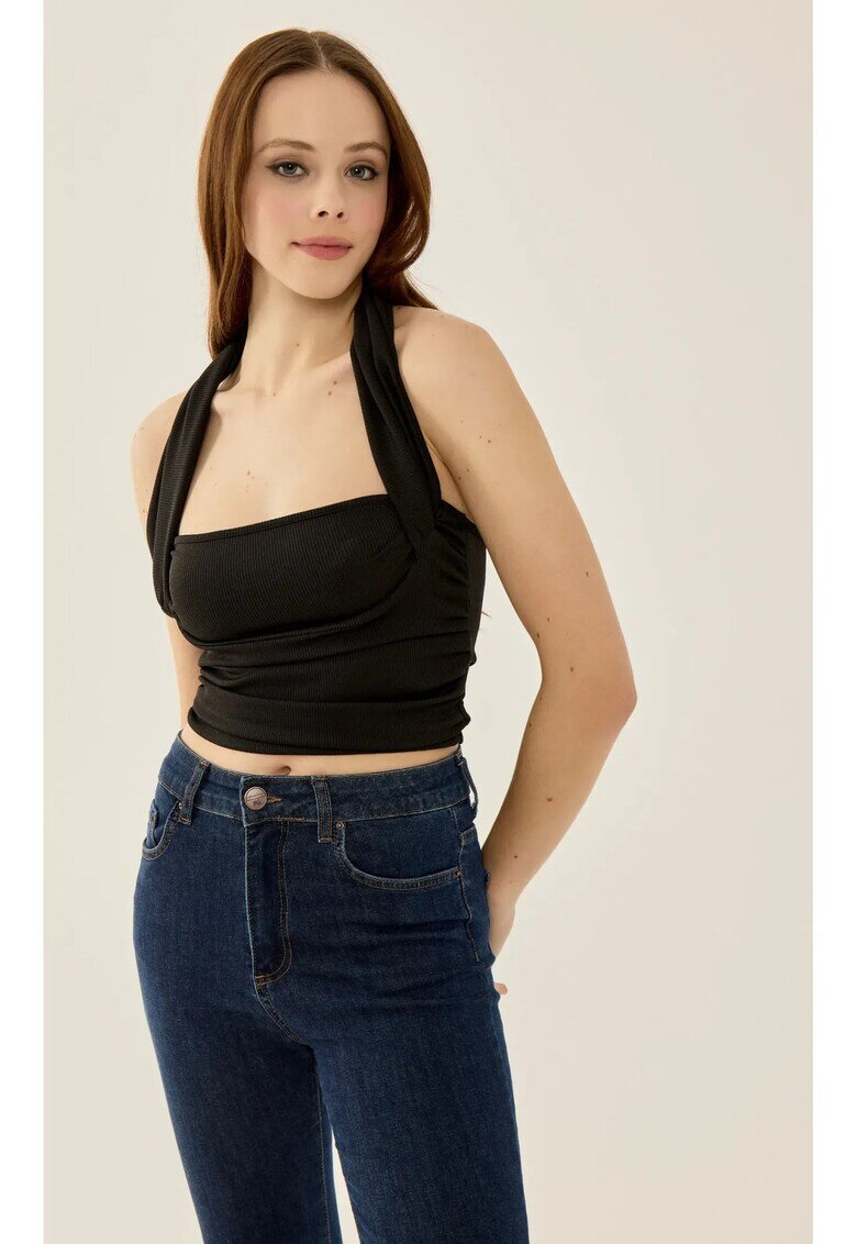 HiCCUP Top - top tricotat slim fit - negru - jerseu poliester