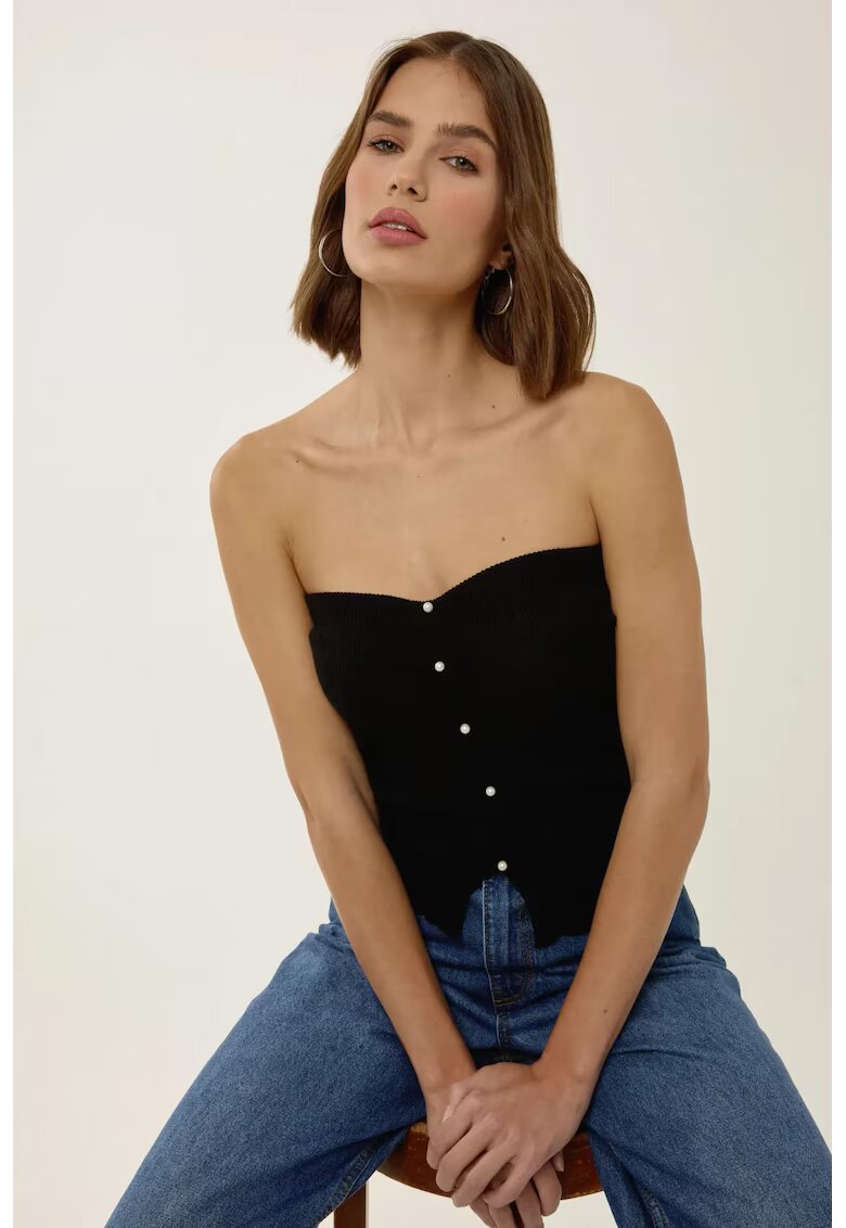 HiCCUP Top tricotat fara bretele - slim fit - negru - acril