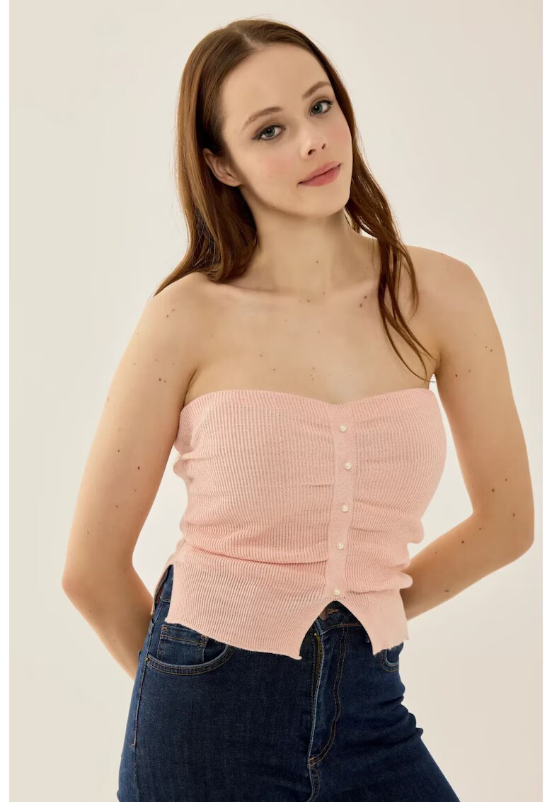 HiCCUP Top tricotat fara bretele - slim fit - roz - acril