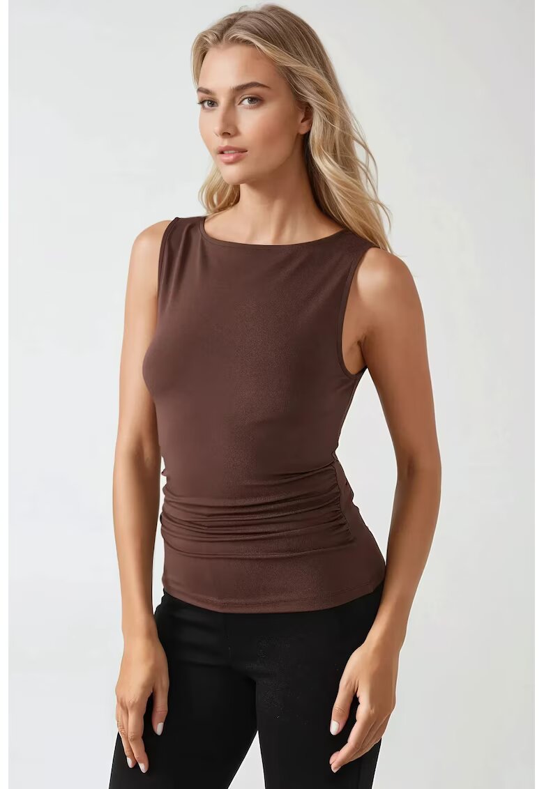 HiCCUP Top - tricotat - slim fit - maro - jerseu