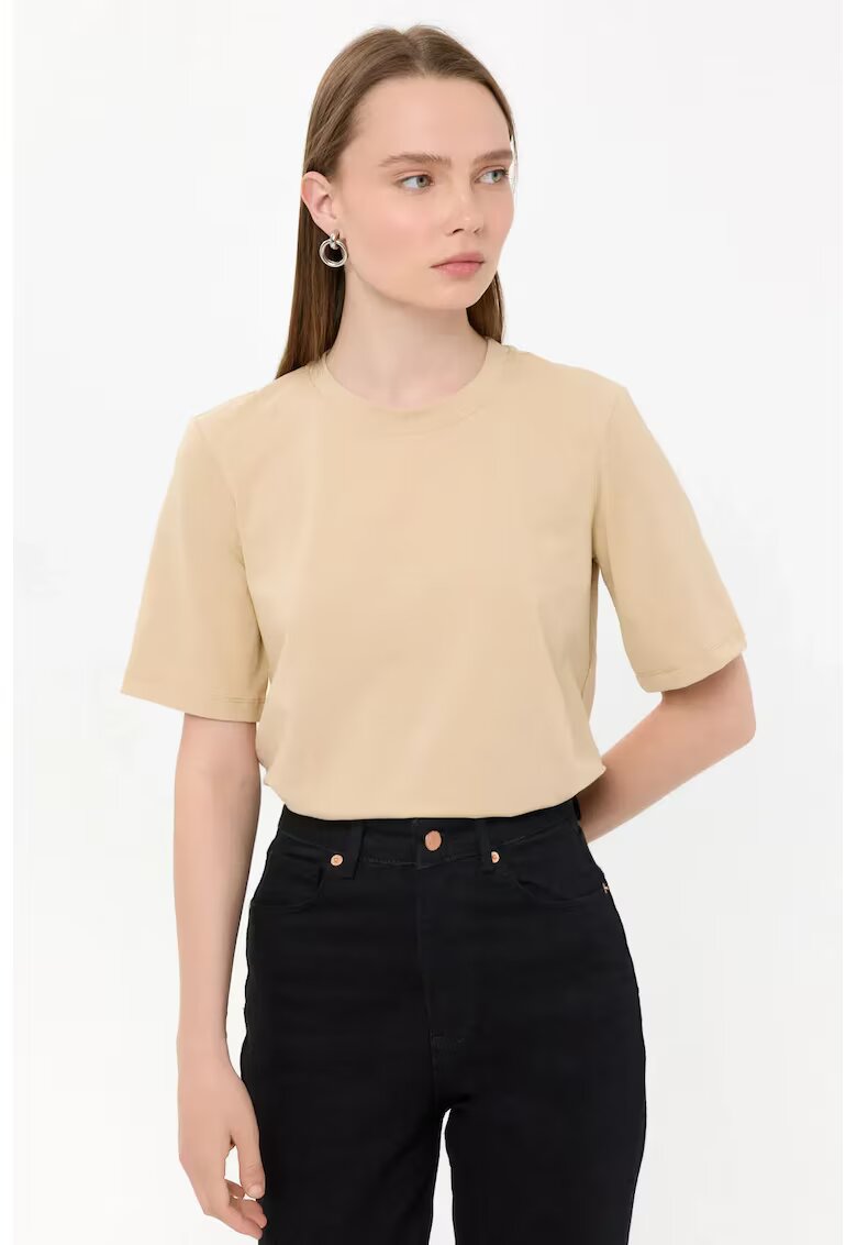 HiCCUP Tricou Basic - maneca scurta - guler rotund - bej - bumbac