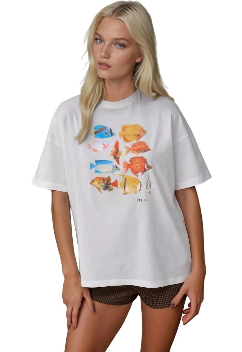 HiCCUP Tricou dama bumbac - supradimensionat - alb
