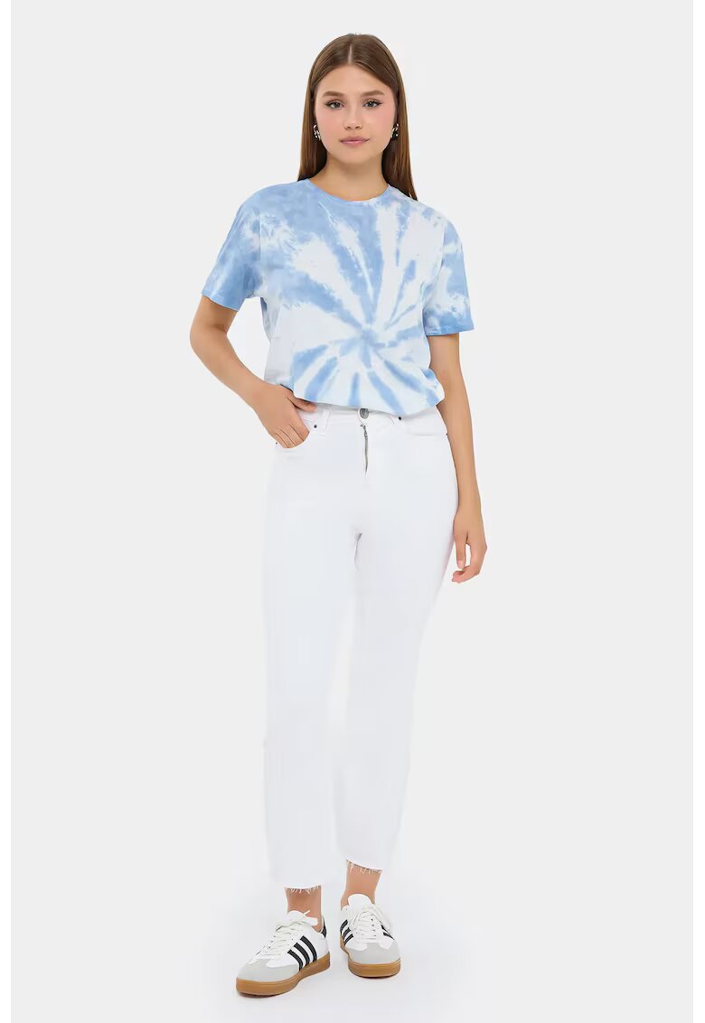 HiCCUP Tricou dama croiala relaxata - bumbac spalat cu acid - Albastru