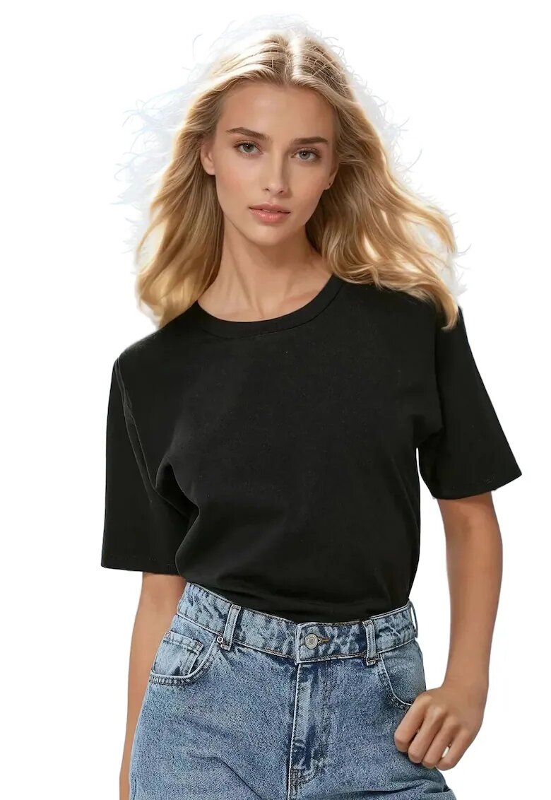 HiCCUP Tricou dama - decolteu rotund - bumbac - negru