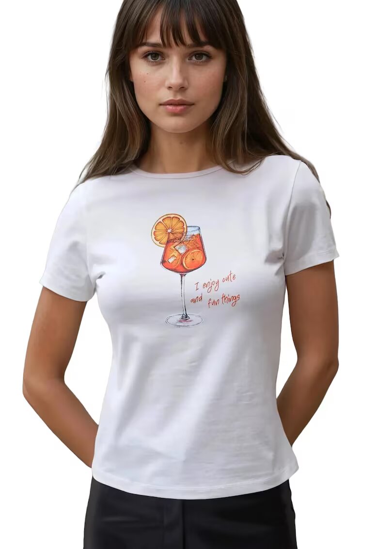 HiCCUP Tricou dama guler rotund - imprimeu - Portocaliu