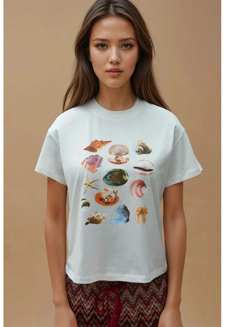 HiCCUP Tricou dama imprimeu - maneca scurta - multicolor - bumbac