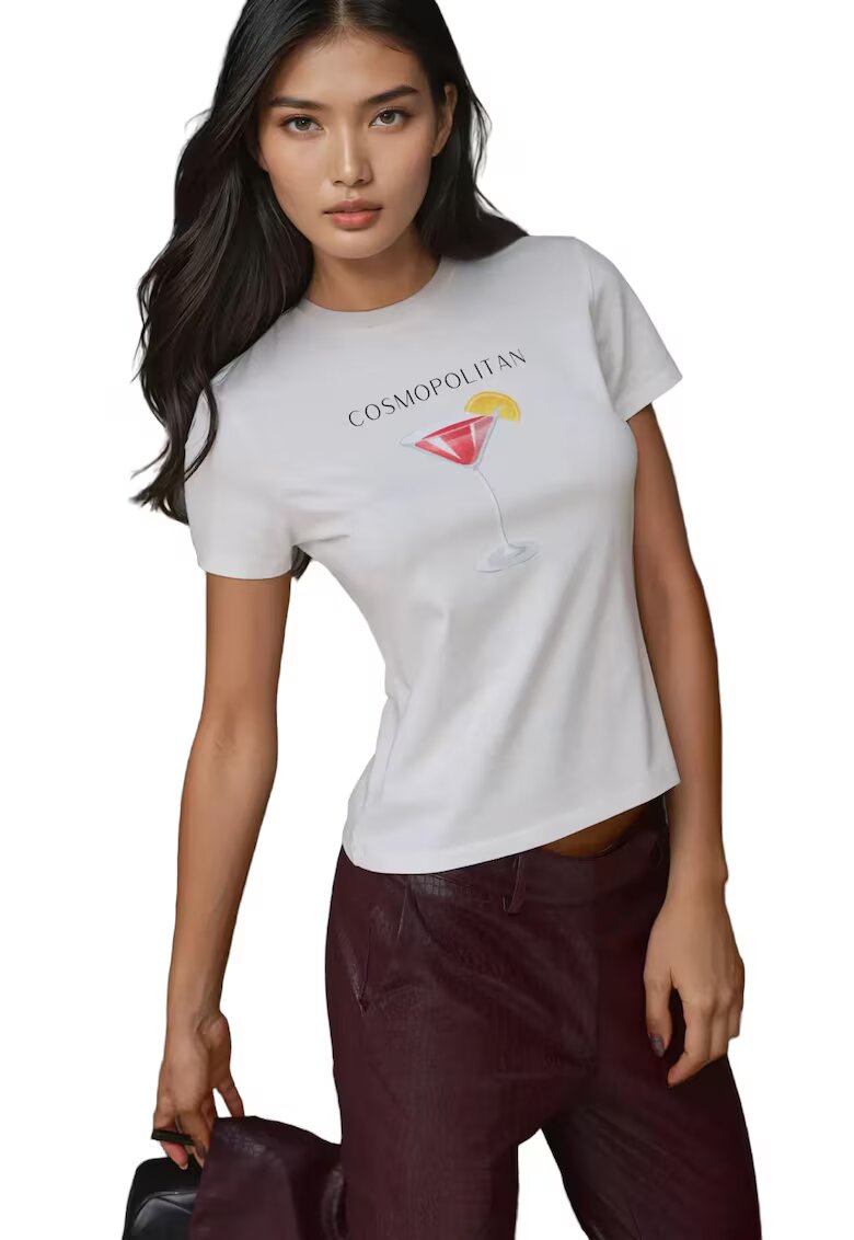 HiCCUP Tricou dama - imprimeu modern - alb - jerseu