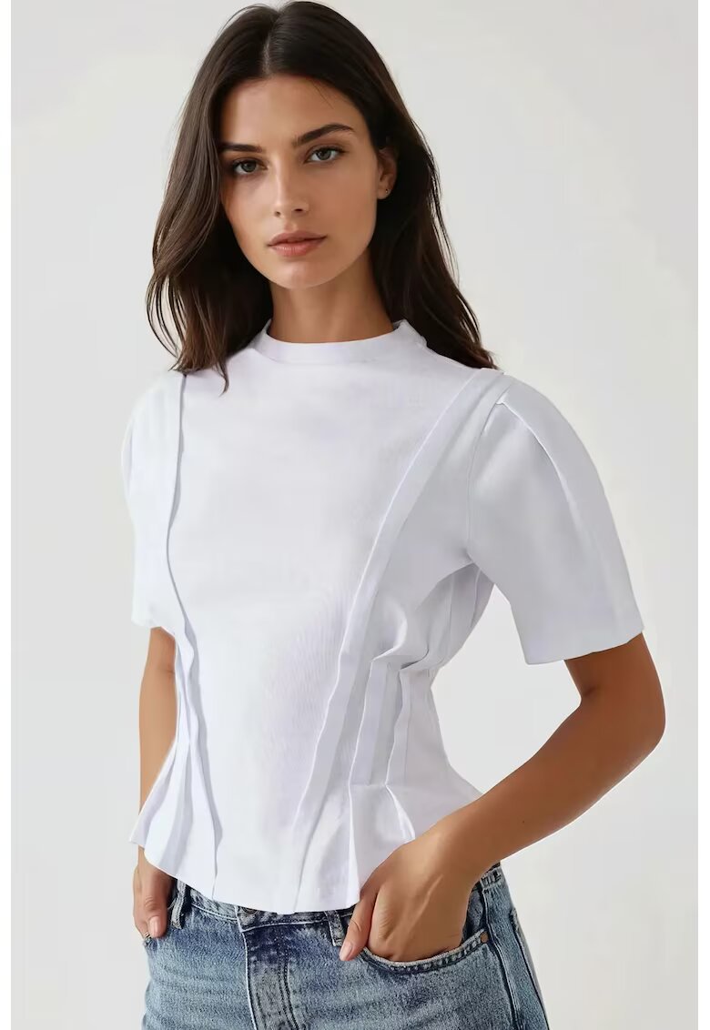 HiCCUP Tricou dama jerseu - decolteu rotund - alb