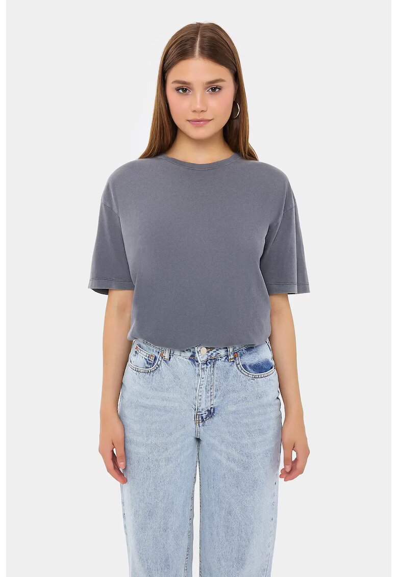 HiCCUP Tricou dama - Relaxed Fit - bumbac - gri