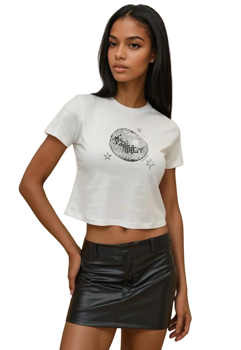 HiCCUP Tricou dama scurt - bumbac - Gri/Argintiu