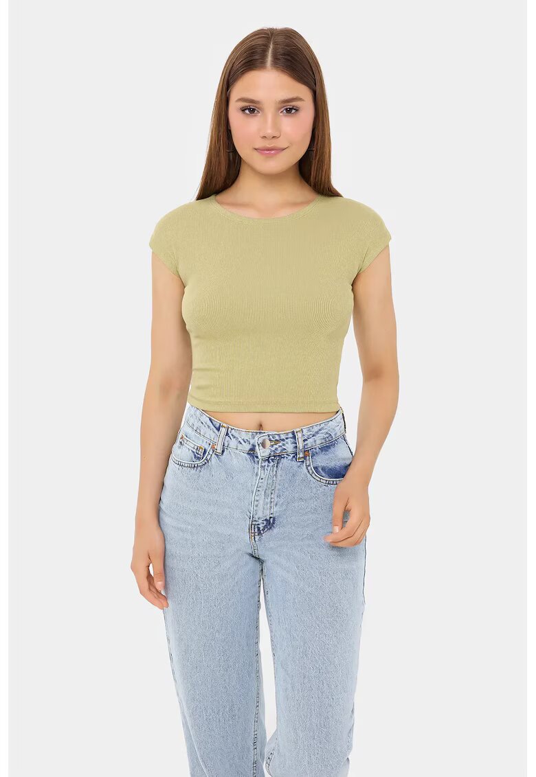 HiCCUP Tricou dama - scurt - maneca scurta - guler rotund - verde - bumbac