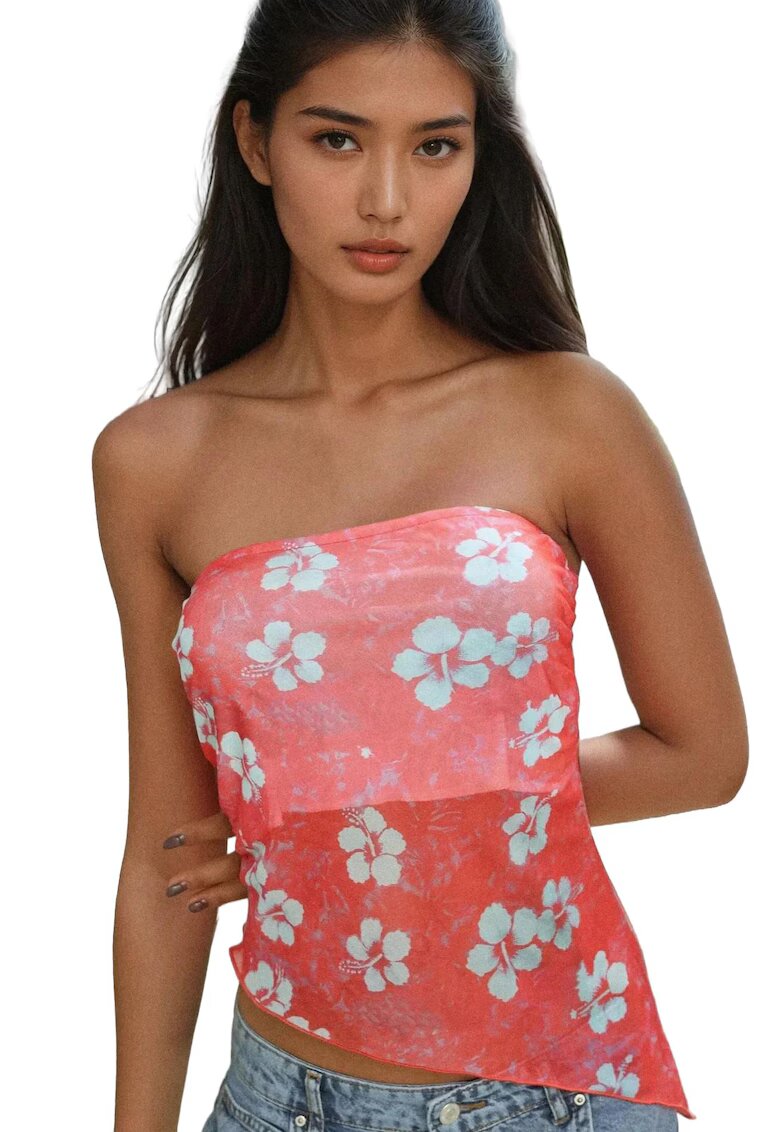 HiCCUP Tricou dama - tricot - imprimeu floral - roz