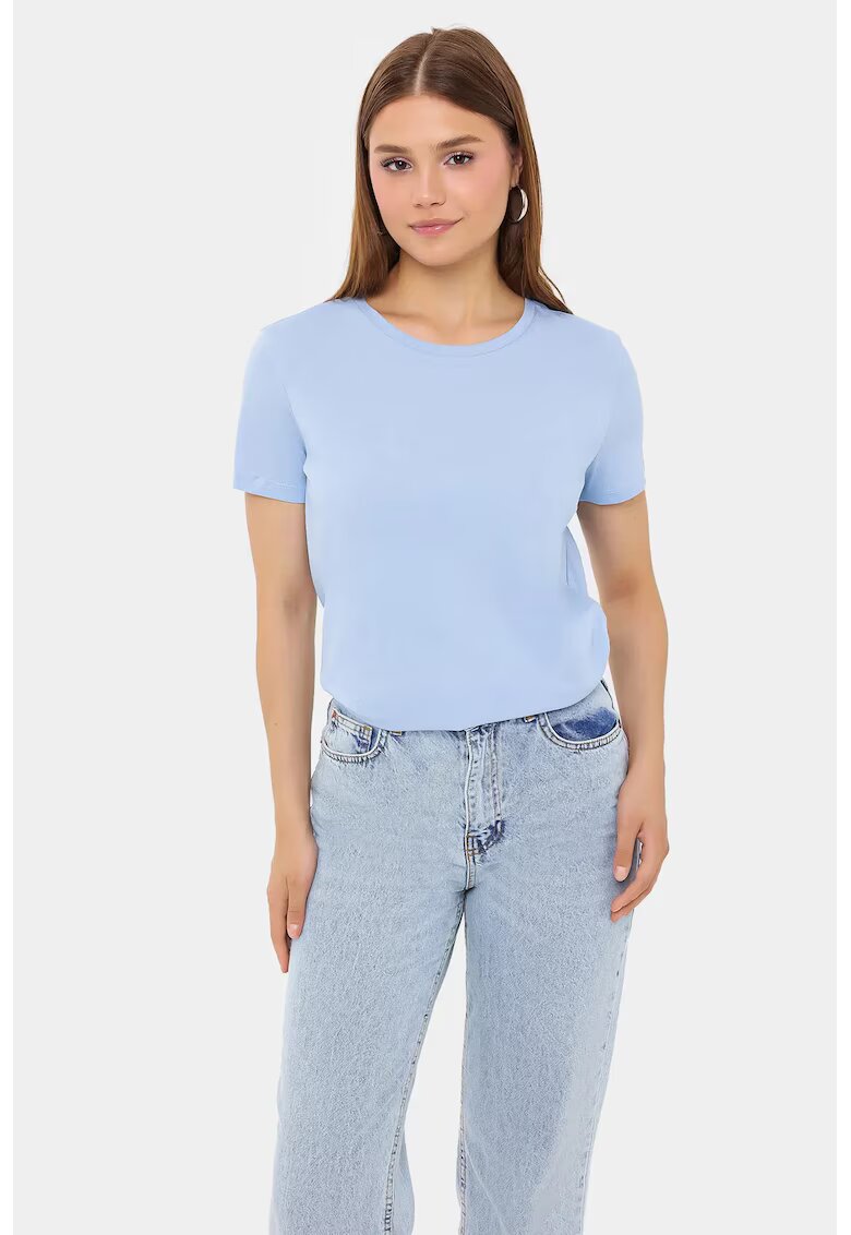 HiCCUP Tricou Femei Guler Rotund - Maneca Scurta - Albastru - Bumbac