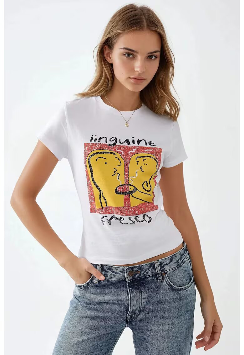 HiCCUP Tricouri dama - tricou slim fit - guler rotund - multicolor - jerseu