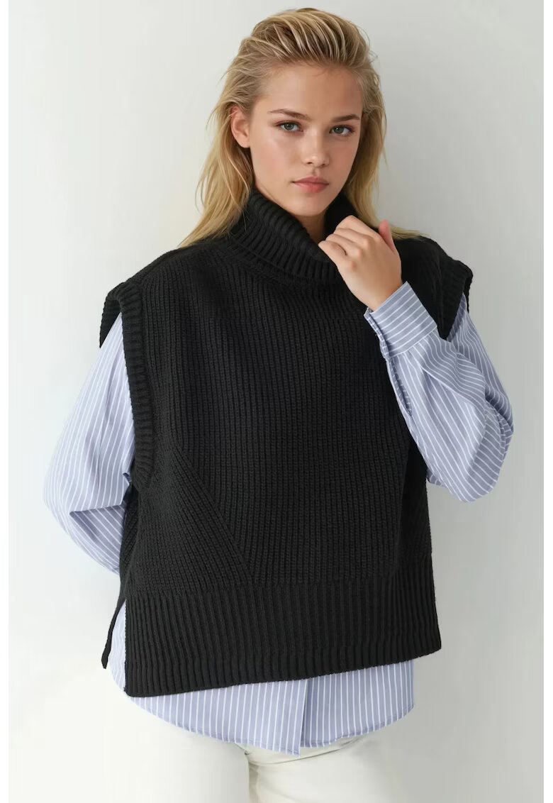 HiCCUP Vesta pulover - Negru - Tricot