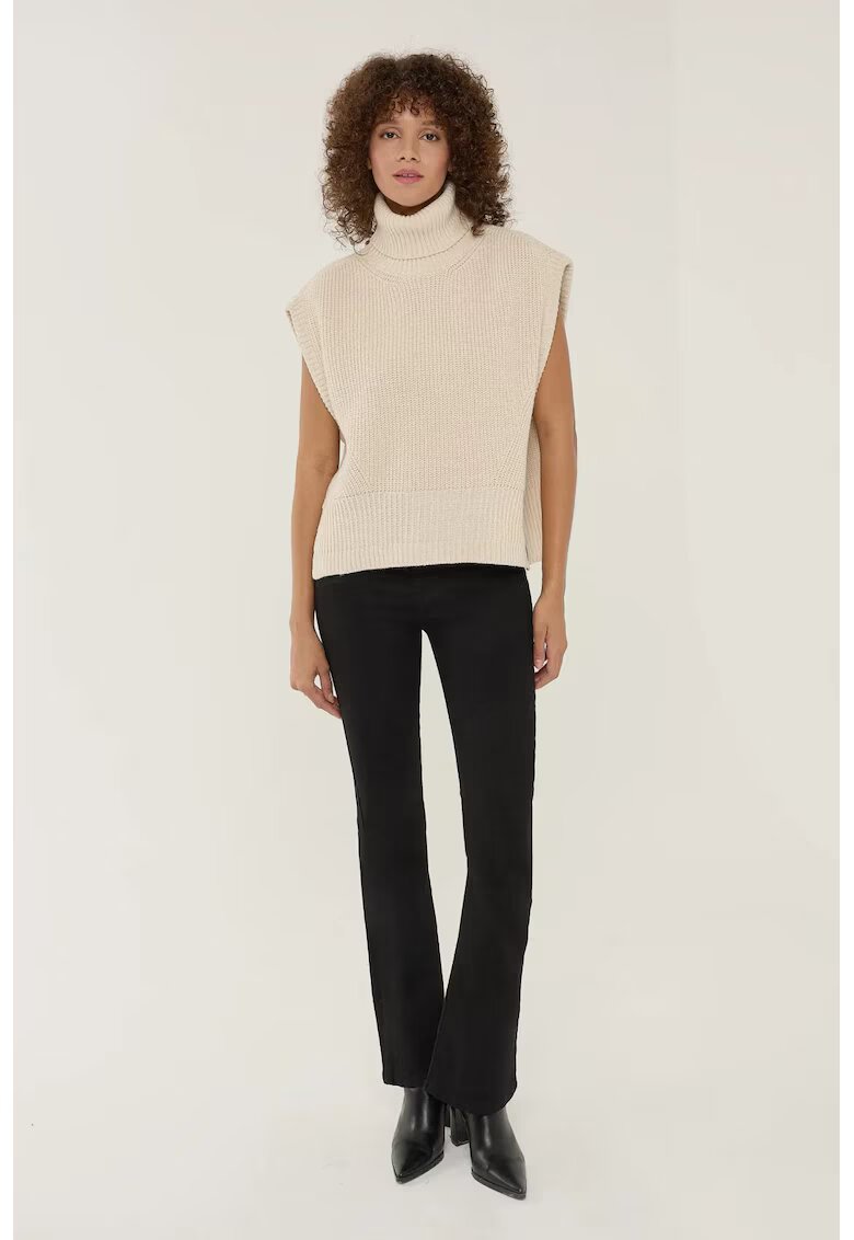 HiCCUP Vesta tip pulover - croiala lejera - guler inalt - alb - tricot