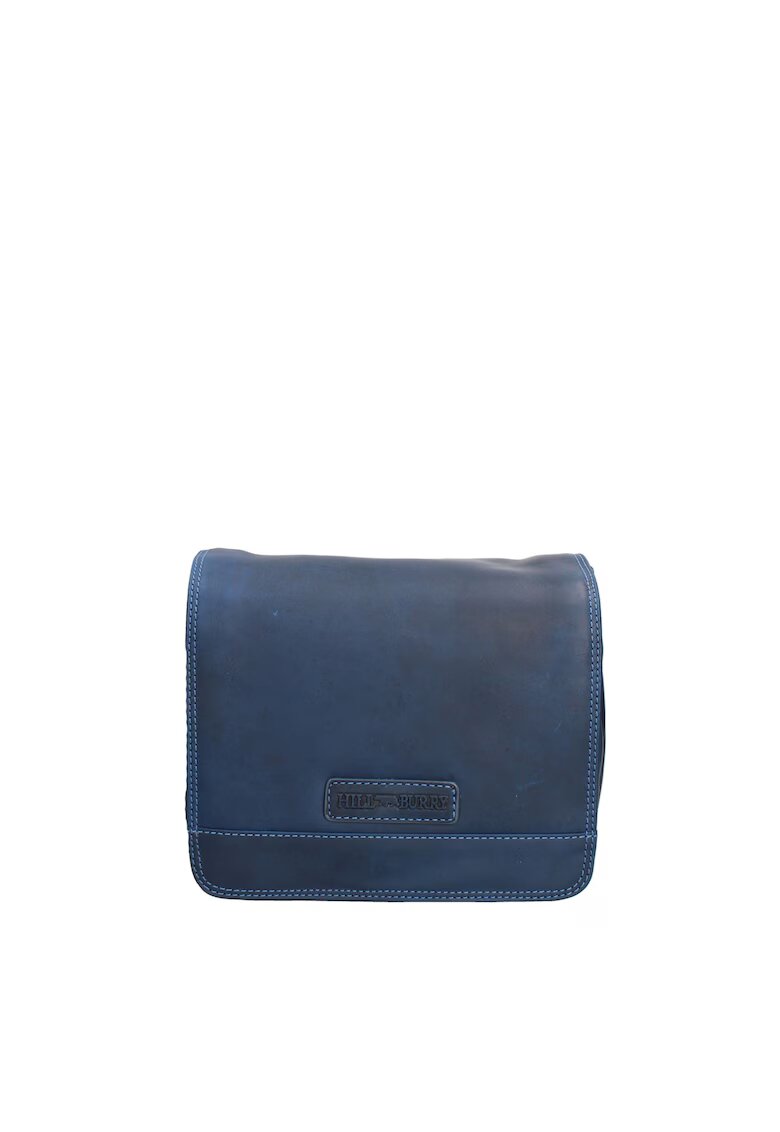 Hill Burry Geanta crossbody unisex de piele - Albastru