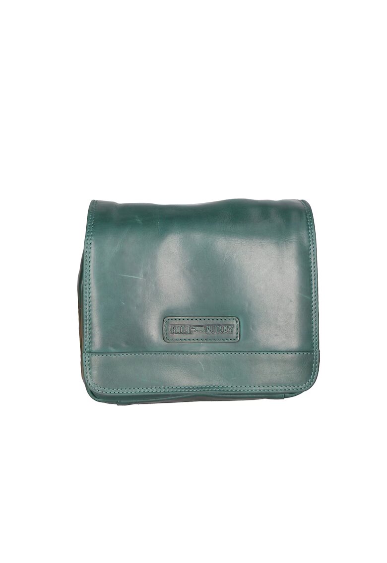 Hill Burry Geanta crossbody unisex de piele - Albastru petrol