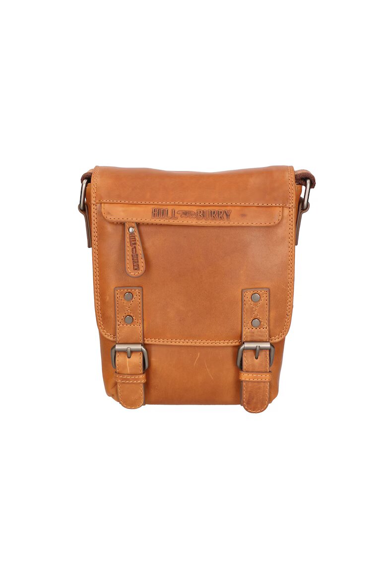 Hill Burry Geanta crossbody unisex de piele - Caramel