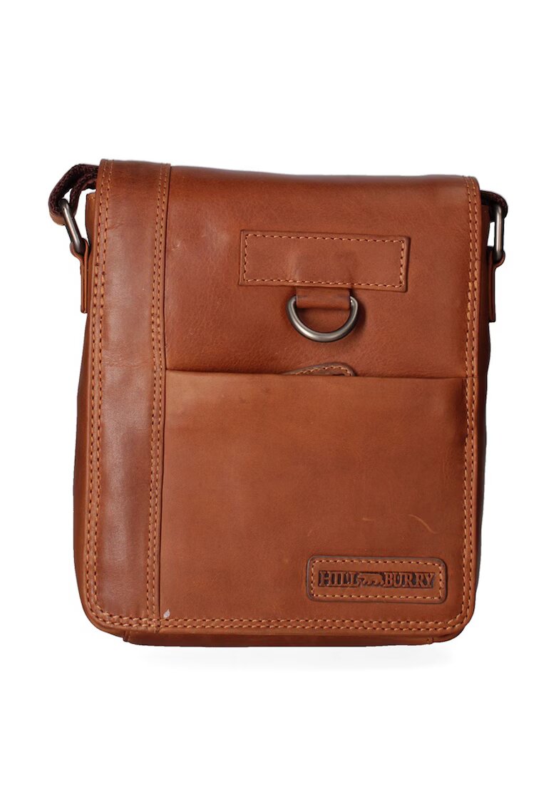 Hill Burry Geanta crossbody unisex de piele - Coniac
