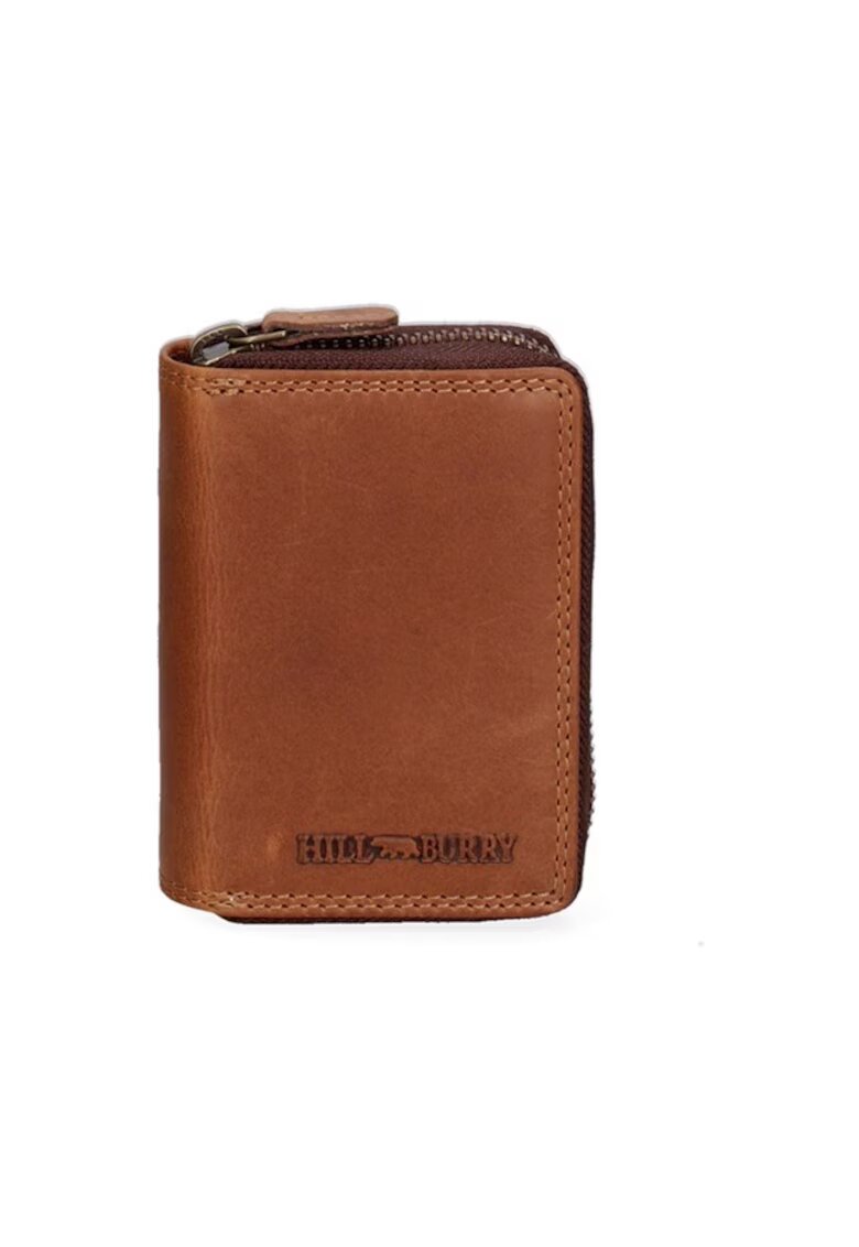 Hill Burry Portofel de piele cu logo - Maro cognac