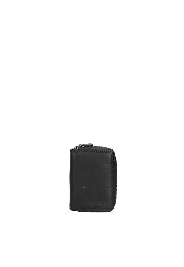 Hill Burry Portofel din piele cu fermoar - Negru