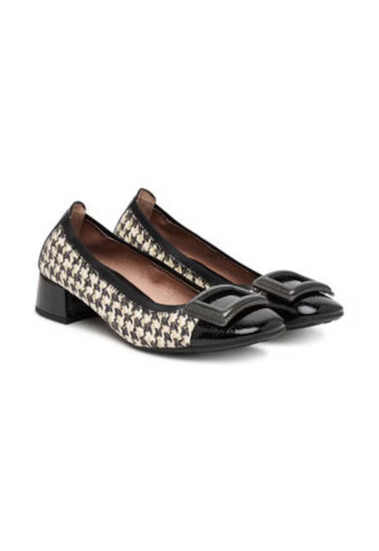 Hispanitas Pantofi dama - piele naturala - alb si negru - imprimeu elegant