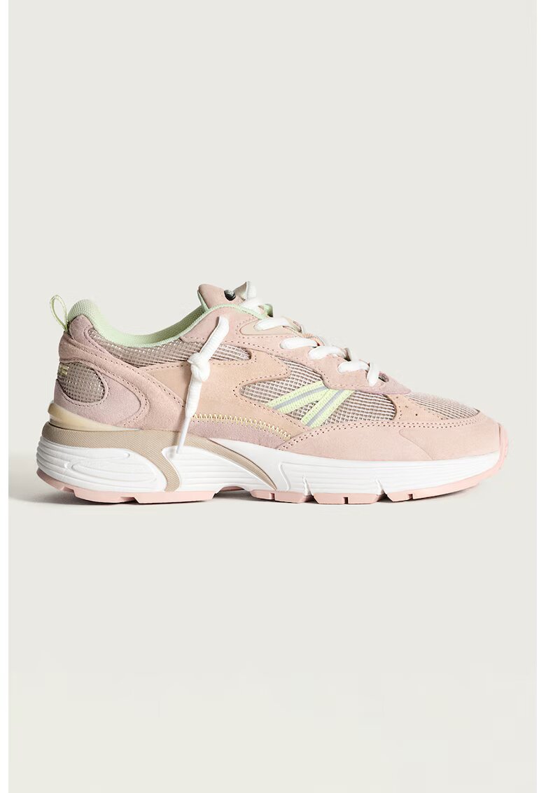 HOFF Pantofi sport din piele intoarsa si material textil Dade - Maro taupe/Piersica/Verde menta