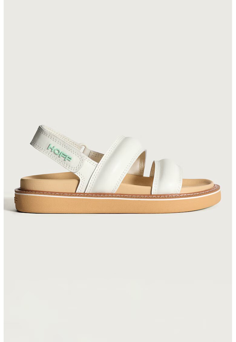 HOFF Sandale din piele cu detalii logo - Alb murdar/Verde menta