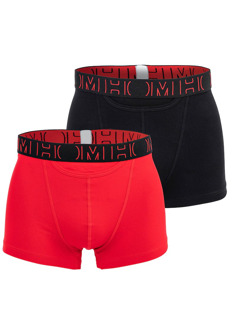 HOM Set de 2 perechi de boxeri cu banda logo in talie - Rosu/Negru