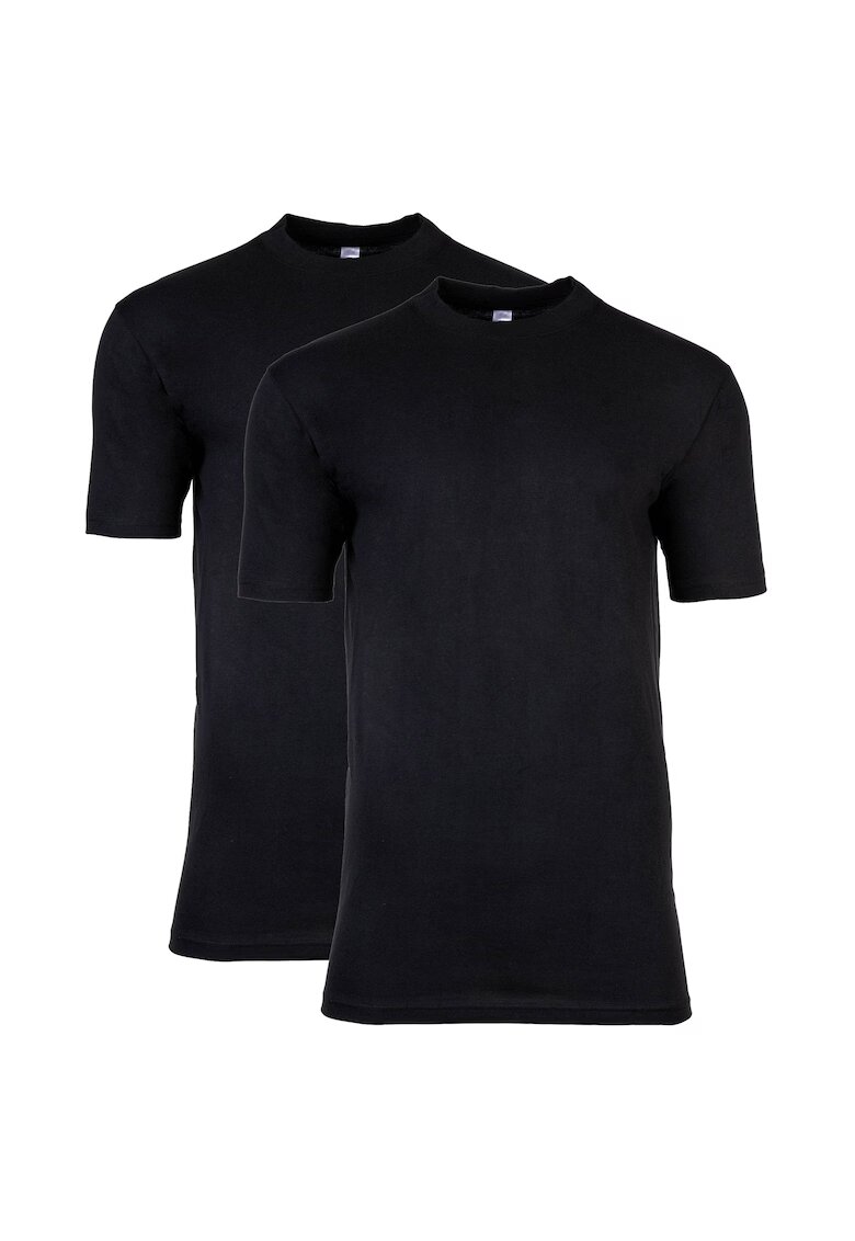 HOM Set de tricouri cu decolteu la baza gatului - 2 piese - Negru