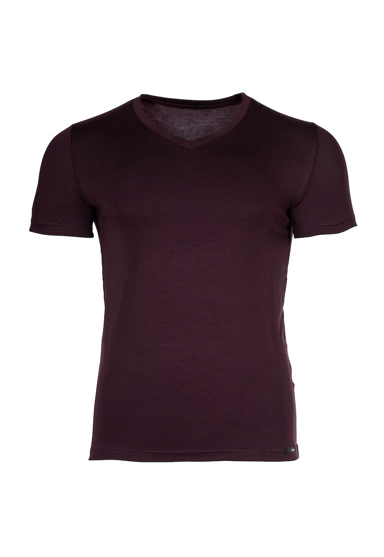 HOM Tricou cu decolteu in V Loungewear - Visiniu