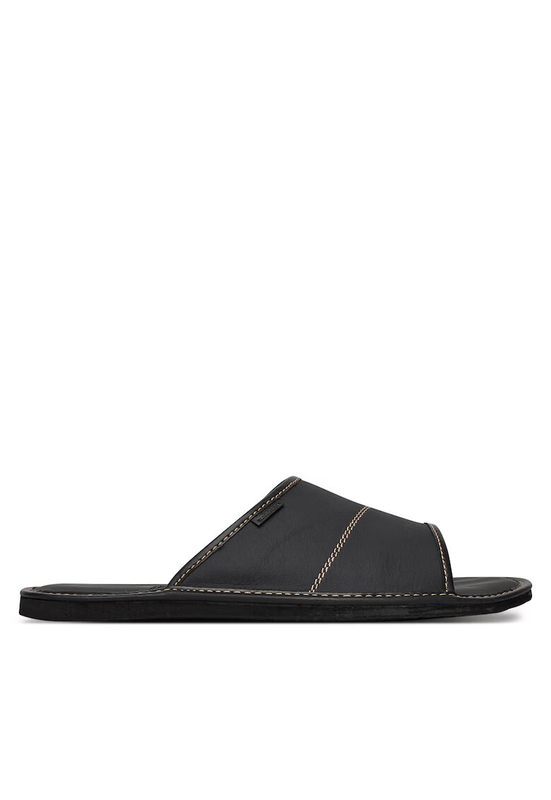 Home & Relax Papuci barbati - piele naturala - negru - Negru