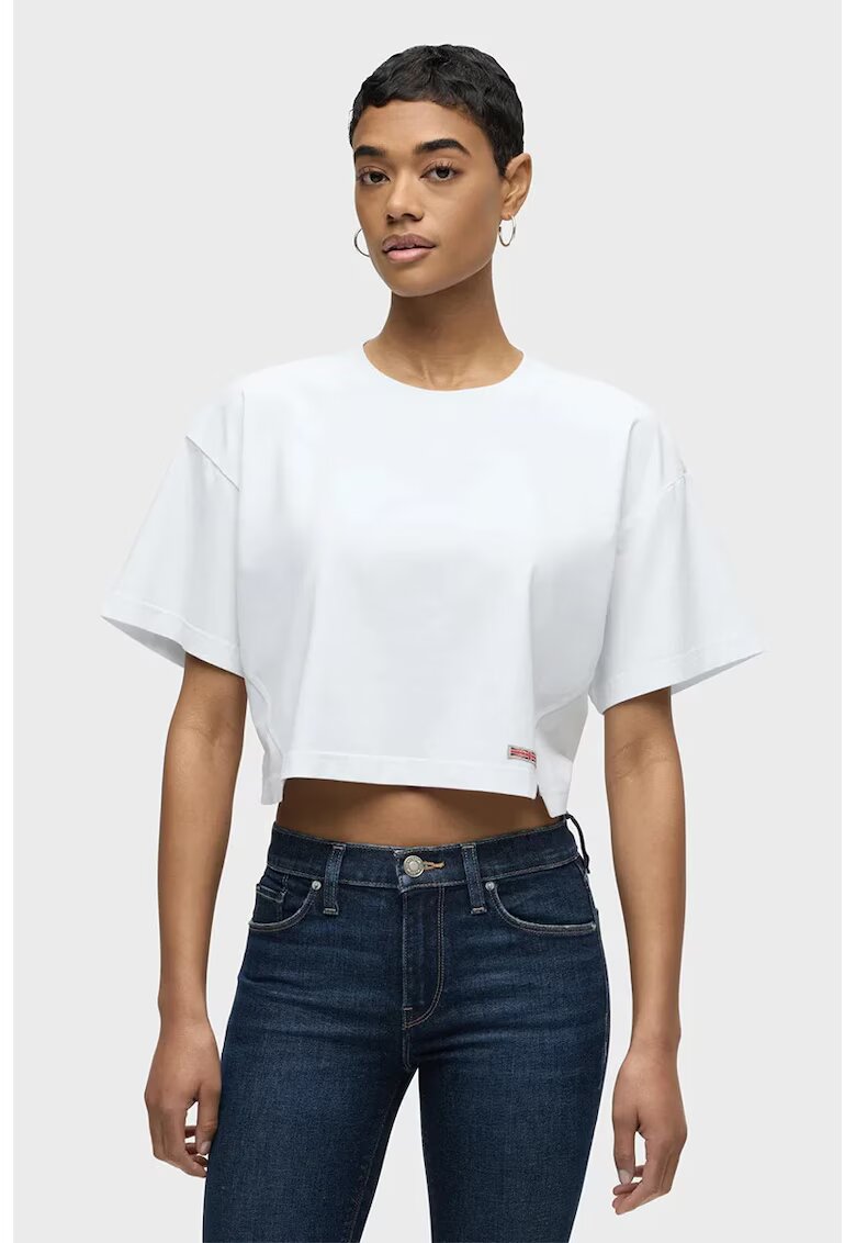 Hudson Tricou crop oversized - Alb