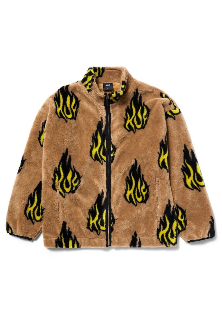 HUF Jacheta Flamin Sherpa Fleece cu fermoardwqfq - Bej