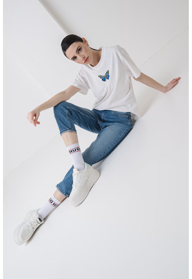 Hugo Blugi mom fit cu talie inalta - Albastru deschis
