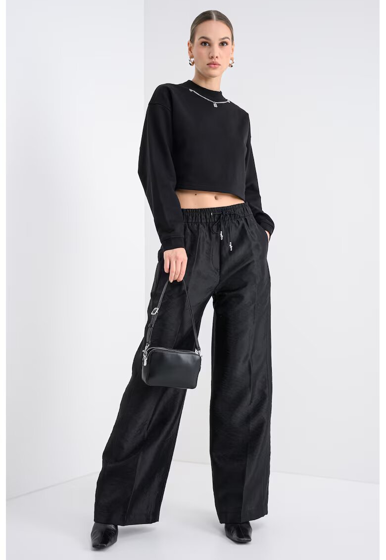 Hugo Bluza crop de trening cu lant decorativ - Negru