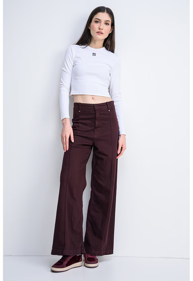 Hugo Bluza crop slim fit cu logo Dafilomena - Alb optic