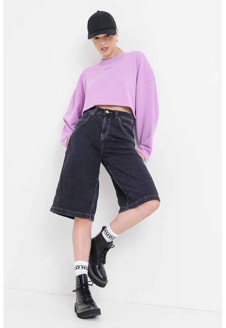 Hugo Bluza de trening crop cu croiala lejera Derissa - Lila