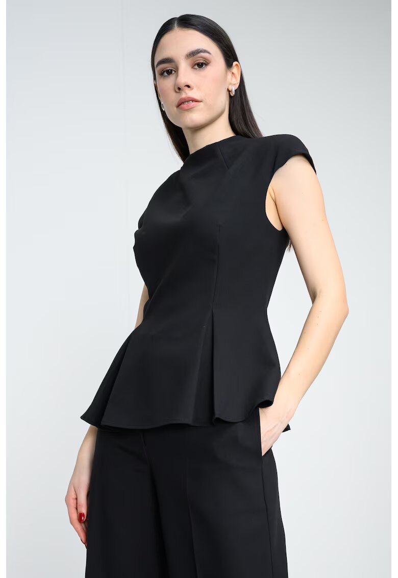Hugo Buza cu peplum cu maneci scurte - Negru