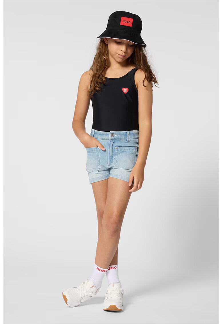 Hugo Costum de baie cu logo discret - Negru stins/Gri antracit