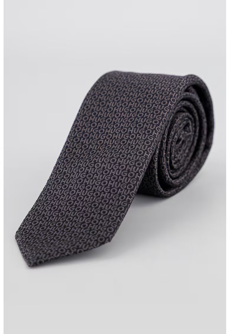 Hugo Cravata de matase cu model logo - Negru