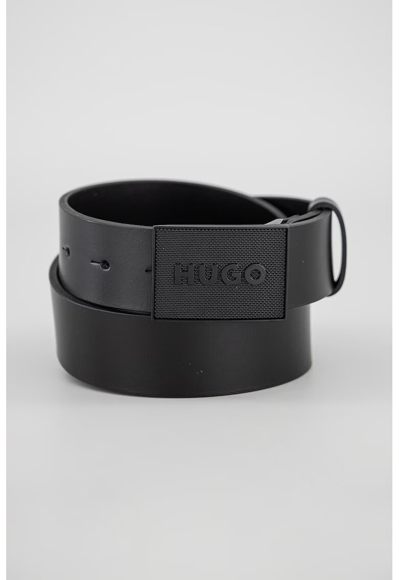 Hugo Curea de piele cu logo - Negru