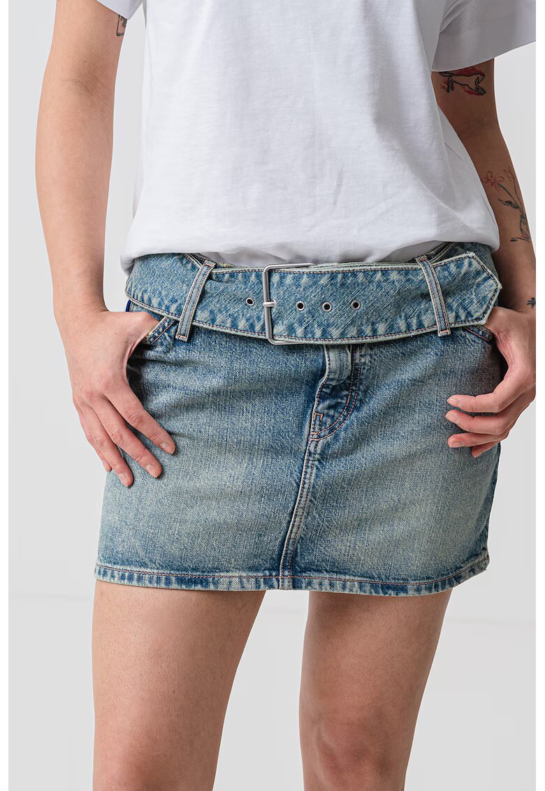 Hugo Fusta din denim cu talie joasa - Albastru deschis